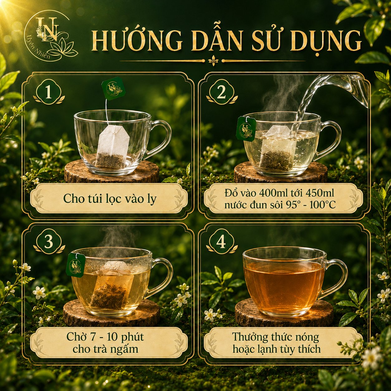 Hướng dẫn pha trà Tam Tiên Bảo 4 bước